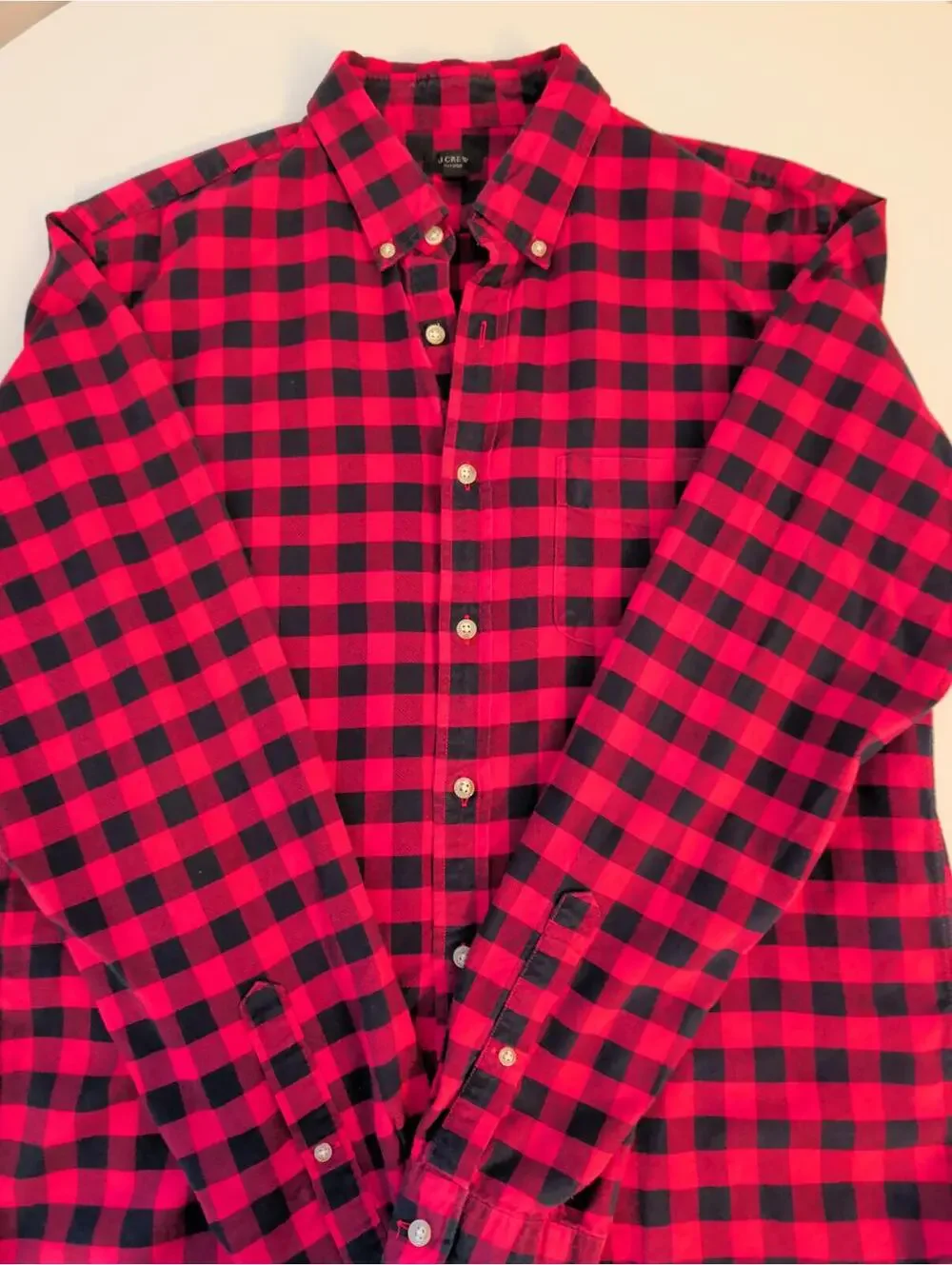 J.Crew 100% Cotton Mens Oxford Button-Down Plaid Shirt Large